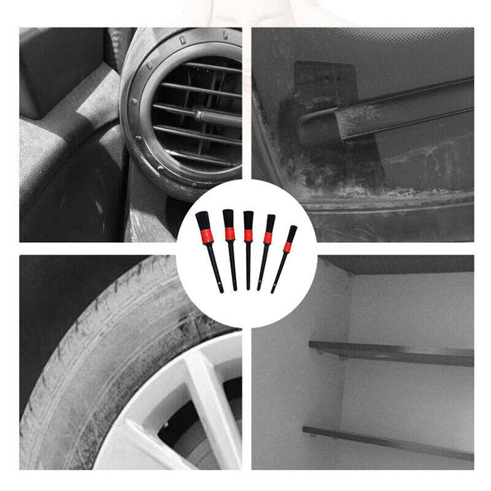 5Pcs Dashboard Car Hair Detail Brush Crevice Dust Cleaning Automotive Detailing