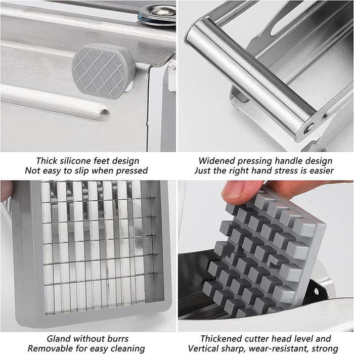 Stainless Steel French Fry Cutter Potato Vegetable Slicer Chopper Dicer 2 Blade