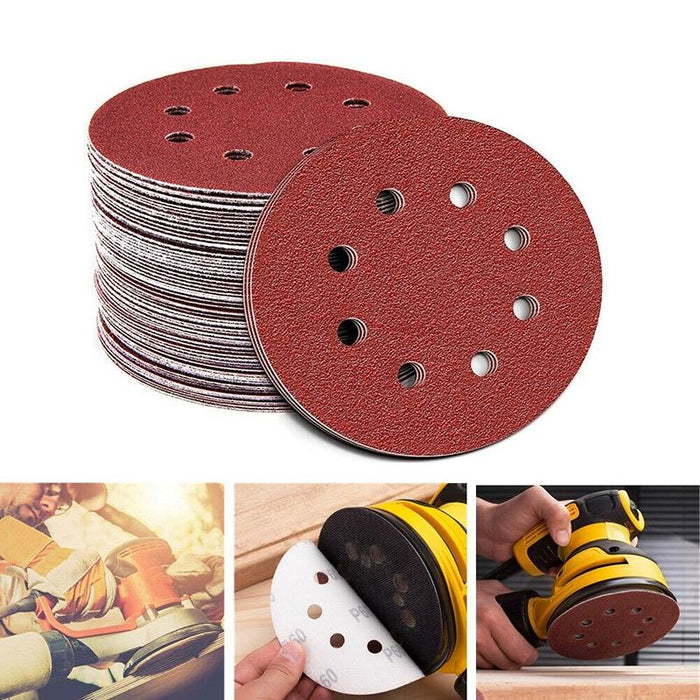 100Pcs 125mm 5" Sanding Discs 240 Grit Orbital Sander Pads Sandpaper