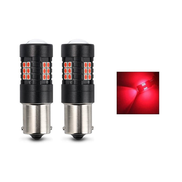2X BAY15D 1156 Red LED Canbus Stop Tail Brake Light Bulbs No Error