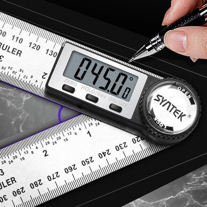 200mm Digital Angle Finder Ruler Protractor Measure Meter Stainless Steel 0-360°