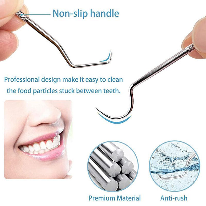 8pcs Stainless Steel Toothpick Set Metal Flossing Portable Toothpick Box Holder