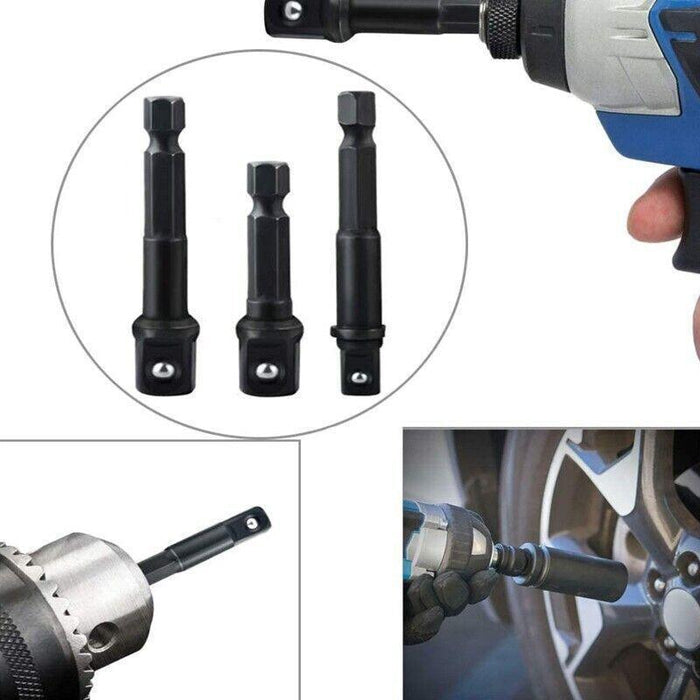 8X Drill Socket Adapter Set Hex Extension Bits 1/4" 3/8" 1/2"