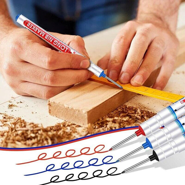 6PCS Long Head Deep Hole Long Nosed Marker Multifunction Marker Deep Drill Hol