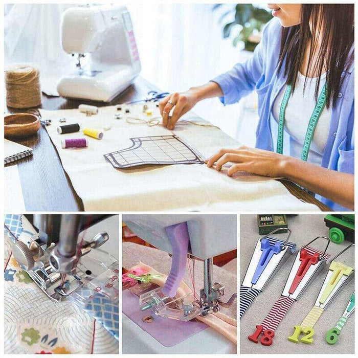 DIY Bias Binding Tape Maker Kits Quilting Binder Fabric Sewing Foot Tool Set