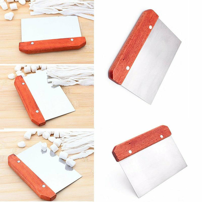 Stainless Steel Dough Bench Scraper Wooden Handle Cake Slicer Pastry Cutter