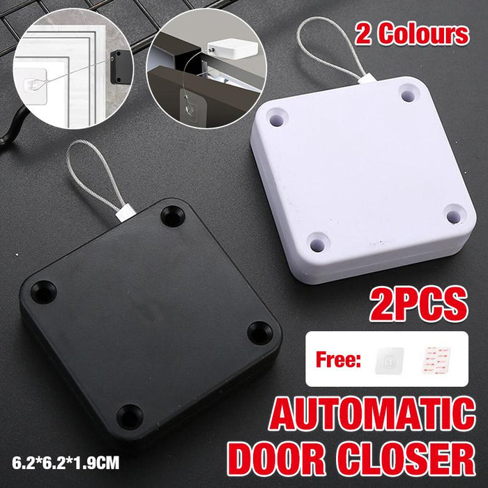2x Punch-free Automatic Door Closer Sensor Auto for Home Kitchen Door Security