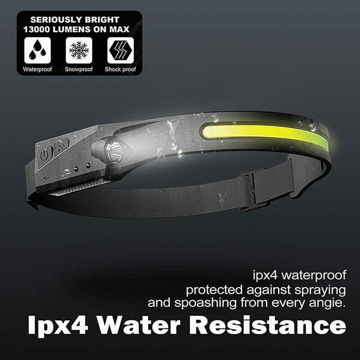 Rechargeable Waterproof Head Lamps with COB LED Motion Sensor