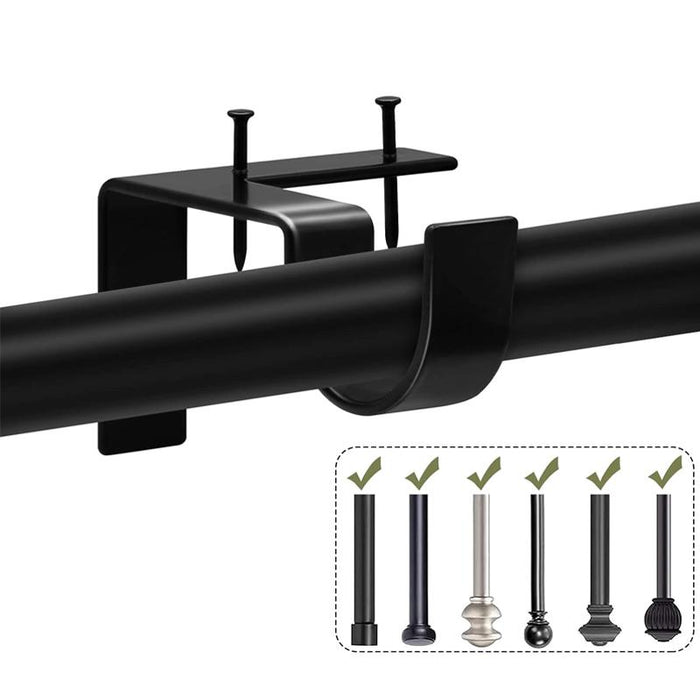 2X Bracket Hang Curtain Rod Holders Single hook Tap Right Into Window Frame Rod