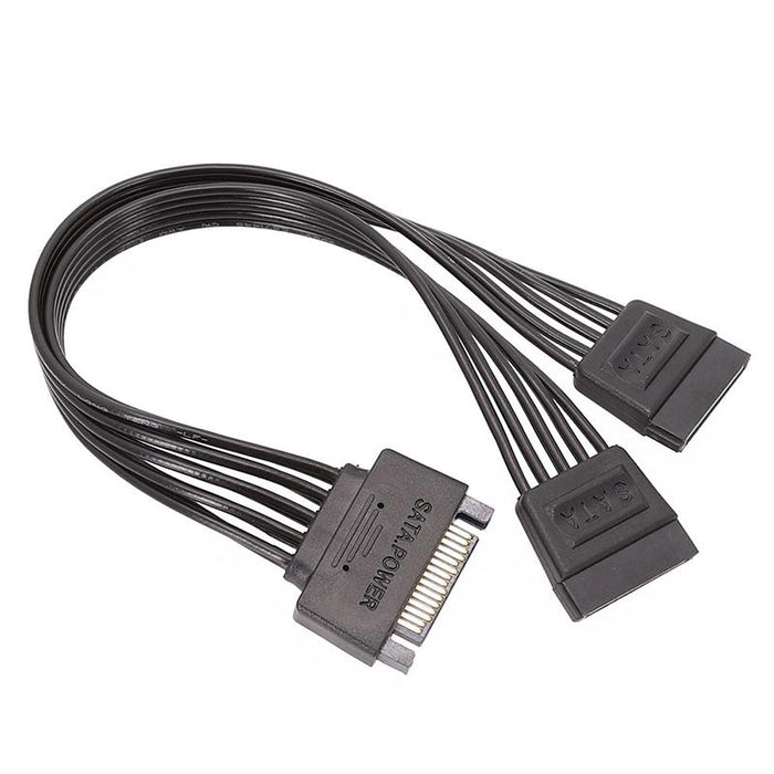 15 Pin SATA Power Y-Splitter Cable Adapter Extension 1 Male to 2 Female For HDD