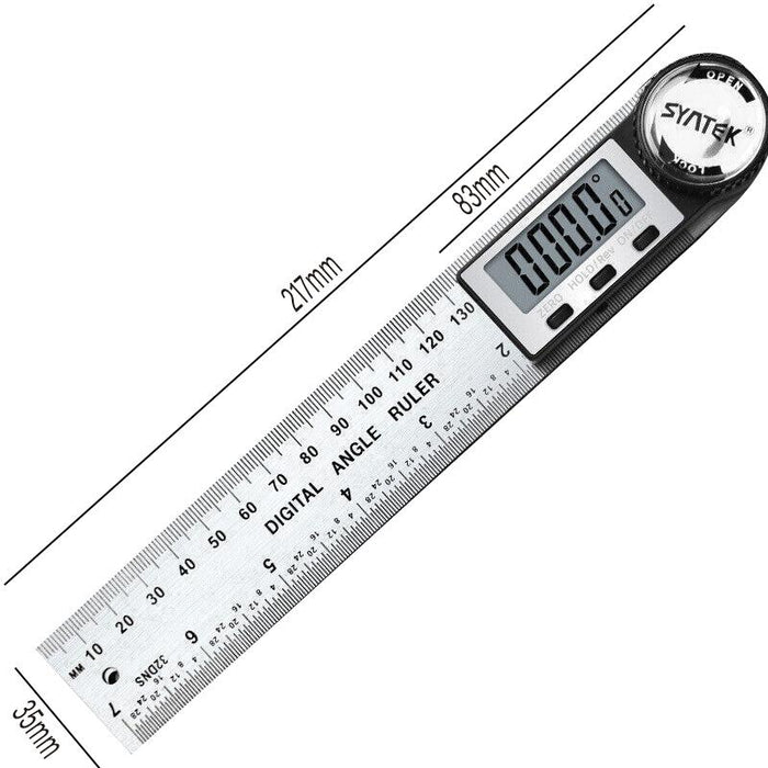 200mm Digital Angle Finder Ruler Protractor Measure Meter Stainless Steel 0-360°