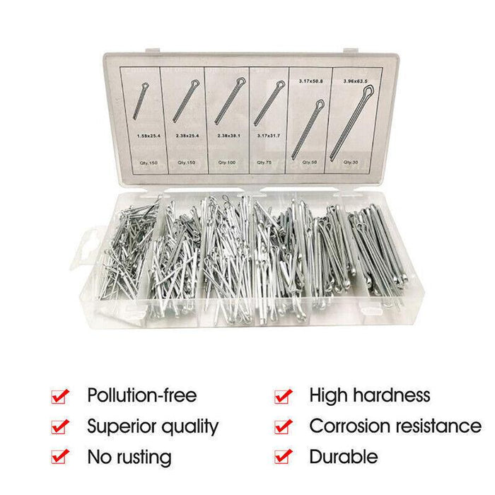 555pc Cotter Pin Assortment Set Grab Split Securing Lock Pins Spring Kit