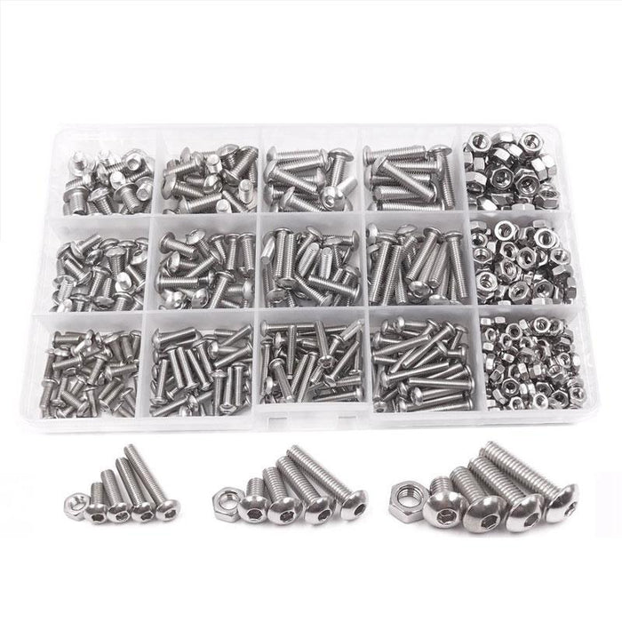 500x M3/M4/M5 Stainless Steel Hex Socket Button Head Bolts Screws Nuts Kit
