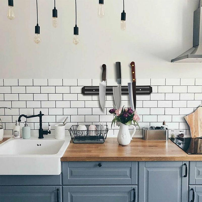 2X Magnetic Knife Rack Magnet Wall Mount Holder Strip Utensil Shelf Kitchen Tool