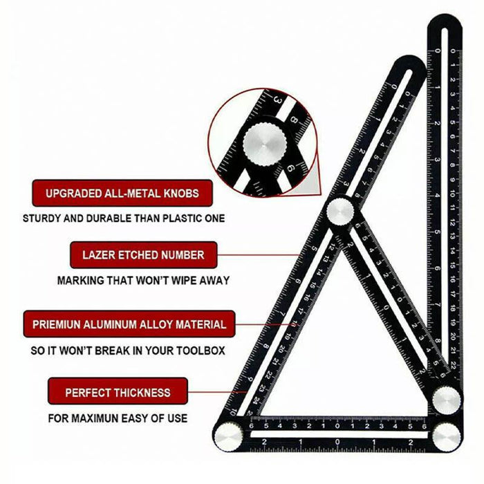 Universal Angularizer Ruler Multi Angle Measuring Template Tool Hole Locator