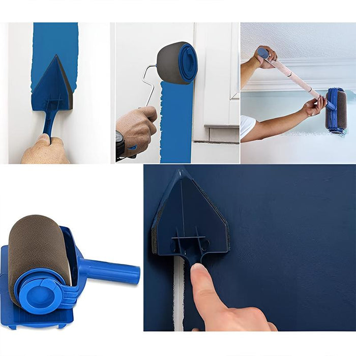 8Pcs Handle Paint Roller Pro Paint Brush Flocked Edger Wall Painting Tool Set