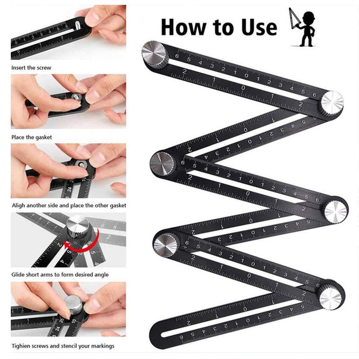 Universal Angularizer Ruler Multi Angle Measuring Template Tool Hole Locator