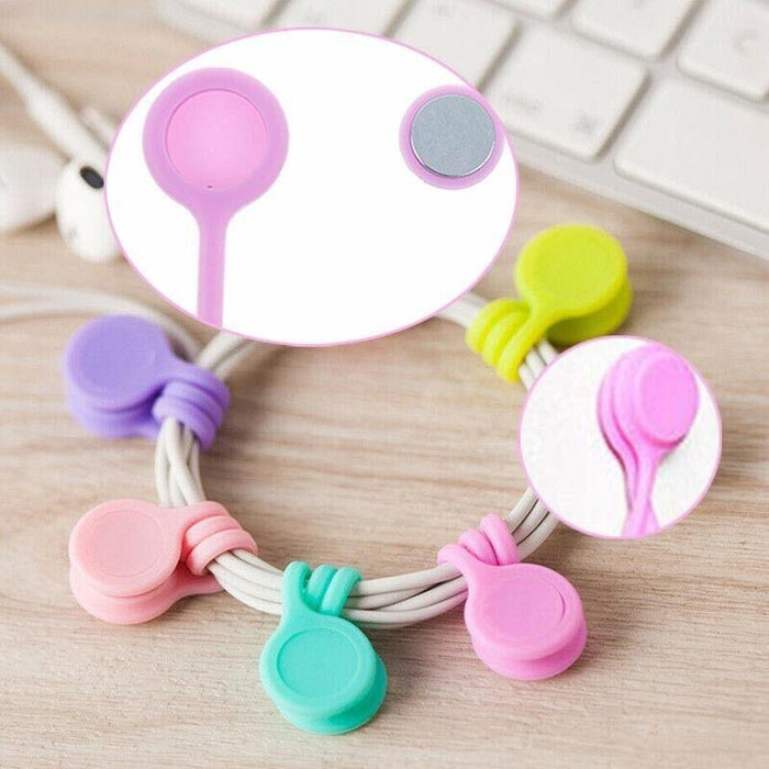 10Pcs Magnetic Tie Cable Organiser Headphone Earphone Cord Winder Holder Clip