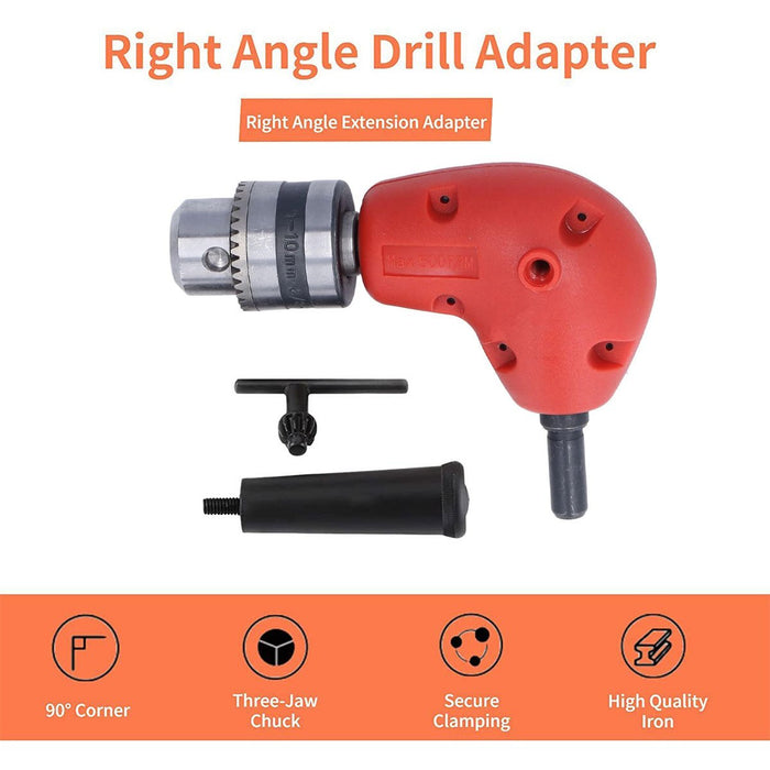 Right Angle Drill Attachment Chuck Adapter Electric Power Cordless 3/8 90 Degree