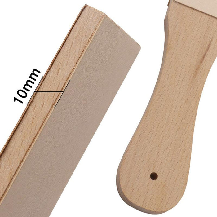 Dual Sided Leather Blade Strop Cutter Razor Sharpener Polishing Wooden Handle