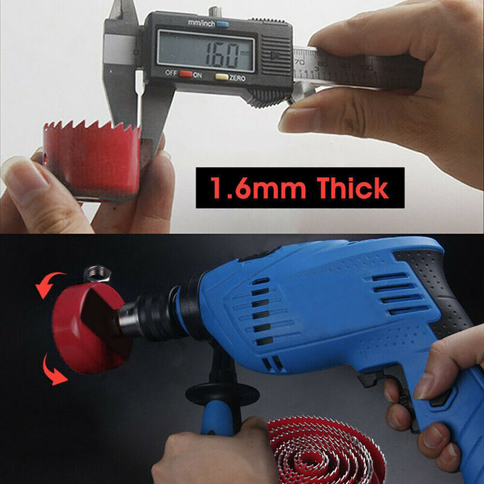 18X Hole Saw Drill Bit Kit Set Holesaw Wood Sheet Metal Timber Woodworking Tool