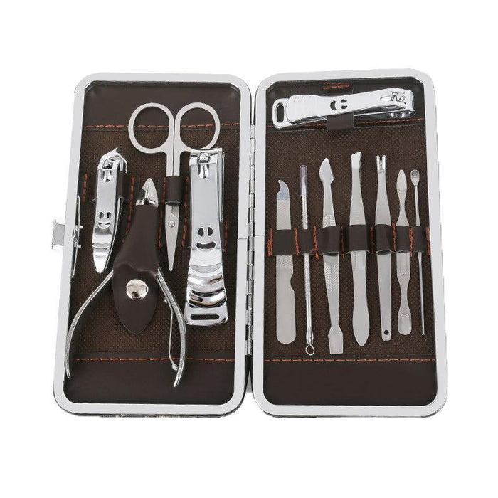 12pcs Stainless Steel Manicure Pedicure Tools Kits Ear Pick Nail Clippers Set