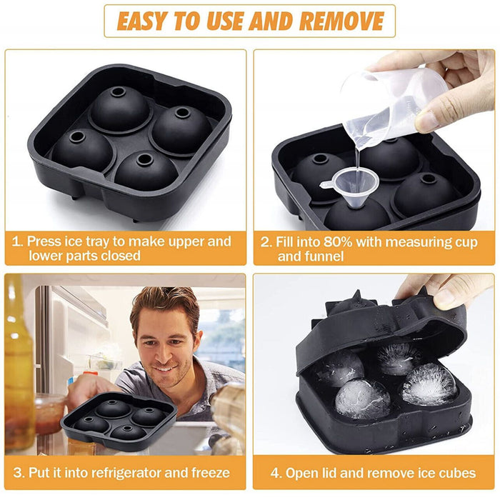 4/6 Large Ball Maker Whiskey Mould Big Mold Sphere Round Silicone Ice Cube Tray