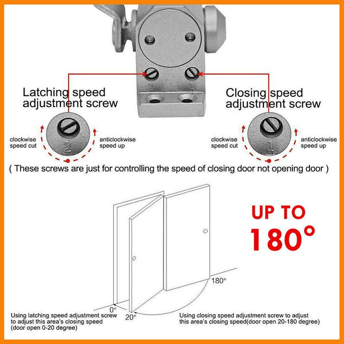 Hydraulic Door Closer Automatic Adjustable Spring Auto Closing 45-65kg Aluminum