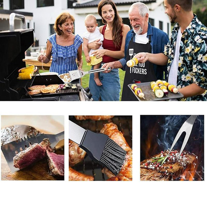 11Pcs BBQ Tool Set Stainless Steel Outdoor Spatula Barbecue Aluminium Grill Coo