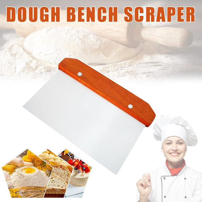 Stainless Steel Dough Bench Scraper Wooden Handle Cake Slicer Pastry Cutter
