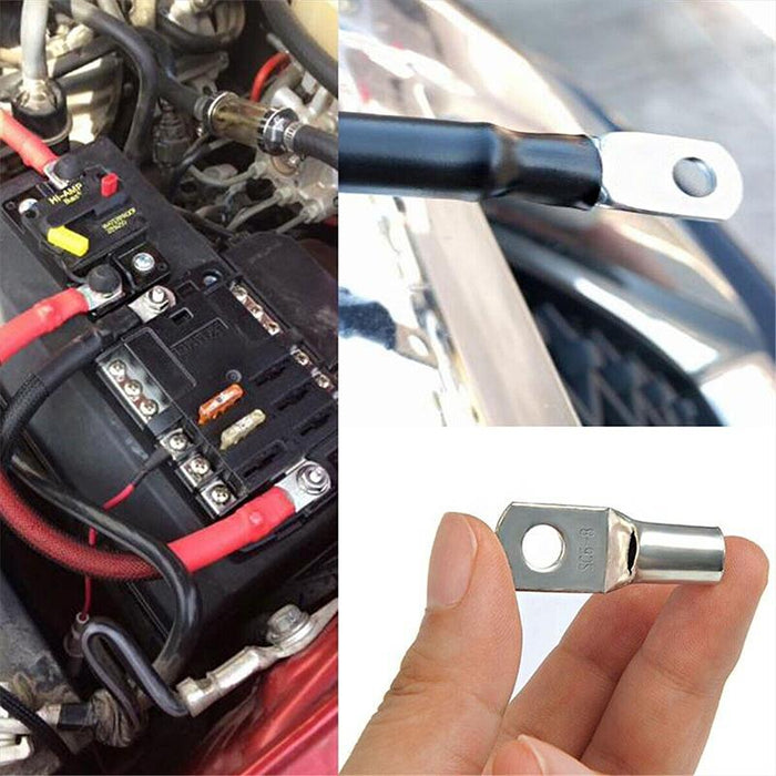 240Pcs 4WD Cable Lug Ring Battery Copper Tube Connector Kits Terminal Crimper