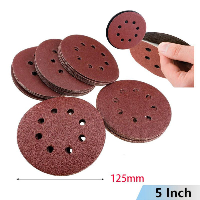 100Pcs 125mm 5" Sanding Discs 240 Grit Orbital Sander Pads Sandpaper
