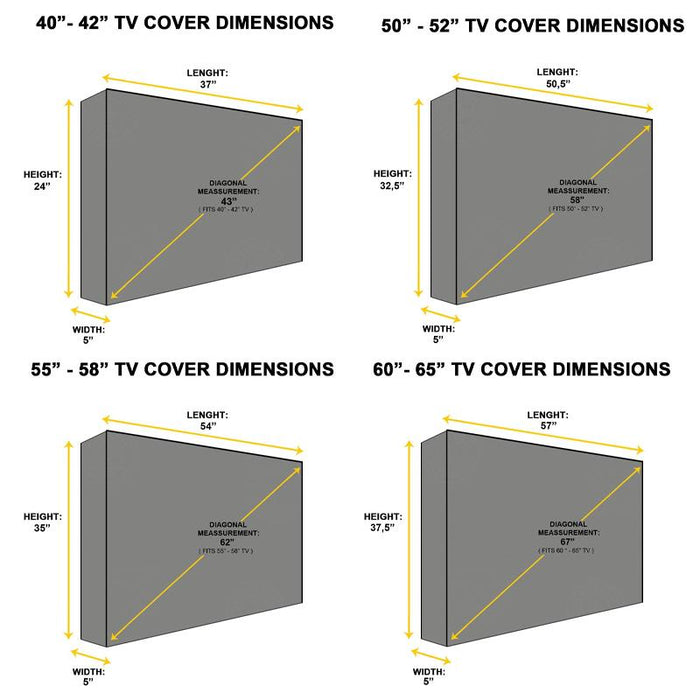 40-65 Inch Dustproof Waterproof TV Cover Outdoor Patio Flat Television Protector
