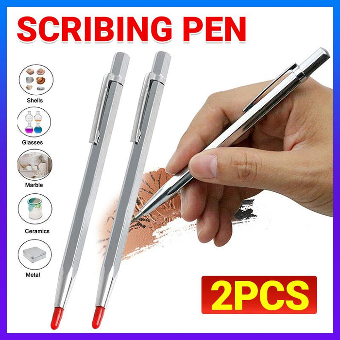 2PCS Tungsten Carbide Scribing Pen - Tip Steel Scriber Scribe Mark Marker Metal