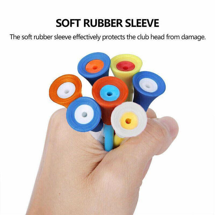 30 Pack High-Durability 83MM Rubber-Cushioned Golf Tees - Multi-Color