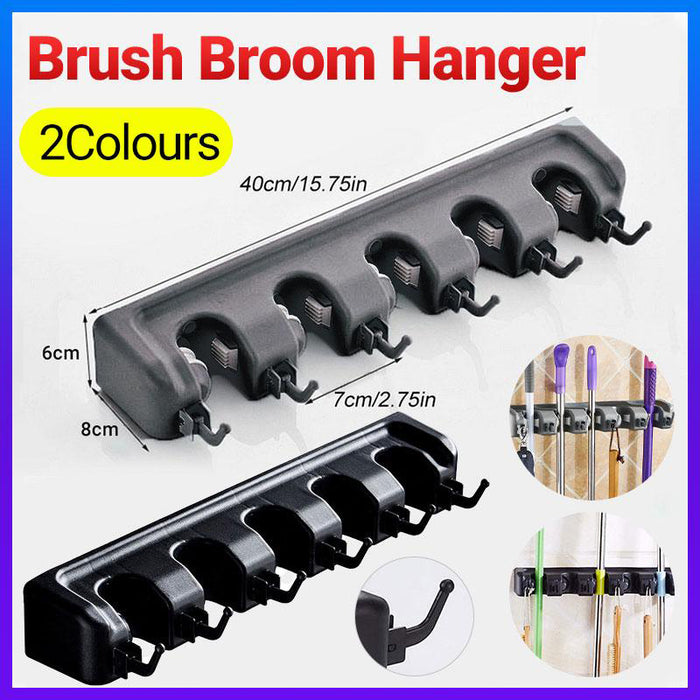 Broom Hanger Mop Holder Wall Mounted Brush Storage Rack Organizer Kitchen Tool