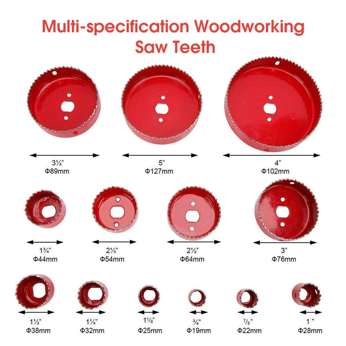 18X Hole Saw Drill Bit Kit Set Holesaw Wood Sheet Metal Timber Woodworking Tool