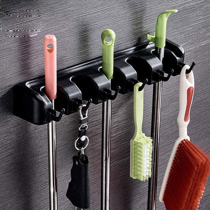 Broom Hanger Mop Holder Wall Mounted Brush Storage Rack Organizer Kitchen Tool