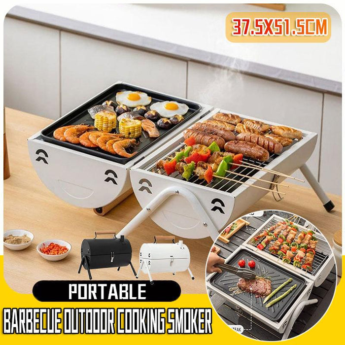 Charcoal BBQ Grill Portable Smoker Barbecue Outdoor Foldable Camping Fire Pit