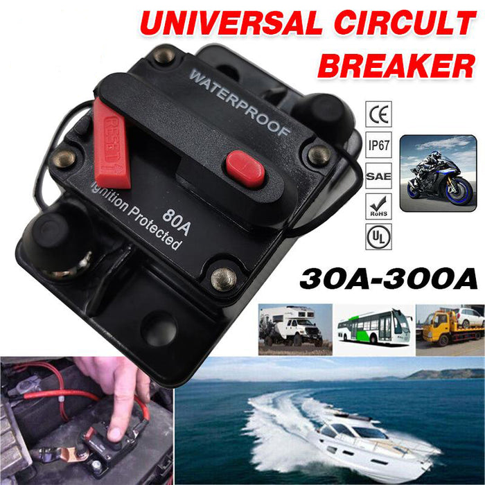 30-300AMP Car Circuit Breaker Fuse Reset 12V-48V Waterproof DC Car Boat