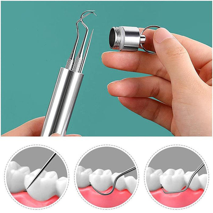 8pcs Stainless Steel Toothpick Set Metal Flossing Portable Toothpick Box Holder