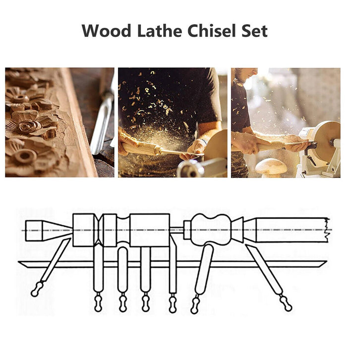 8pc Heavy Duty HSS Wood Lathe Chisel Set Turning Wood Tool Carving Gouge Durable