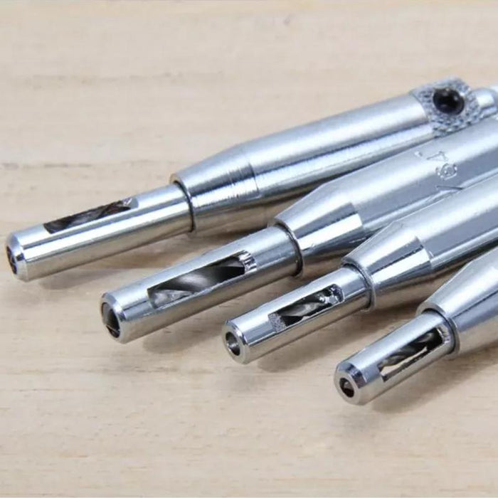 4x Self-Centering Drill Bits Hex Shank Pilot Door Drawer Hinge Hole Screw