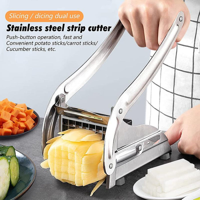 Stainless Steel French Fry Cutter Potato Vegetable Slicer Chopper Dicer 2 Blade