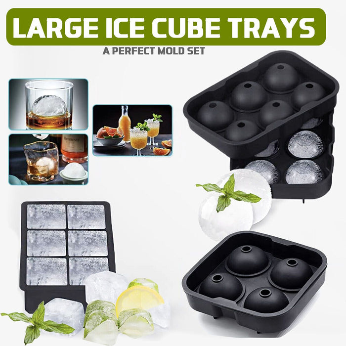 4/6 Large Ball Maker Whiskey Mould Big Mold Sphere Round Silicone Ice Cube Tray