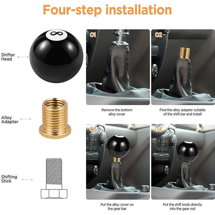 Black 8 Billiard Ball Car Gear Shift Knob Universal Manual Shifter Lever Cover