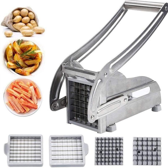 Stainless Steel French Fry Cutter Potato Vegetable Slicer Chopper Dicer 2 Blade