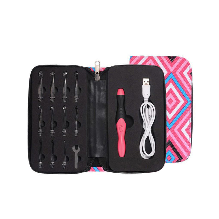 11in1 LED Lighted Crochet Hook Knitting Needles Set USB Rechargeable Weave Tool