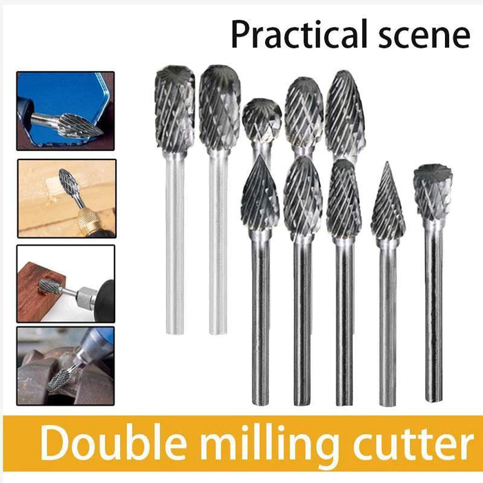 10x Tungsten Steel Solid Carbide Rotary Burrs Bit For Dremel Accessories Tool