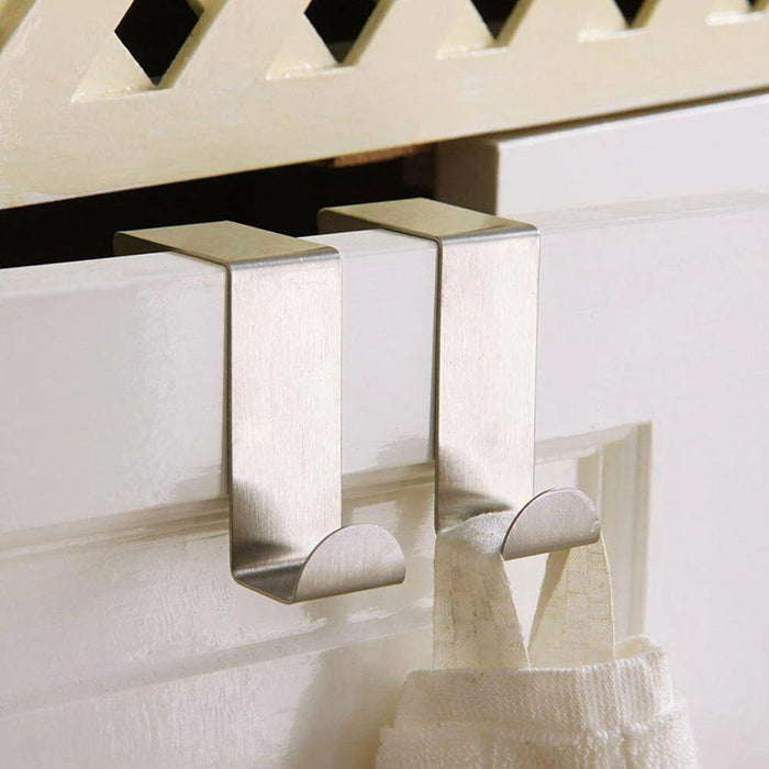 4/6Pcs Over Door Hooks Hanger Holder Stainless Steel Cabinet Clothes Hanger